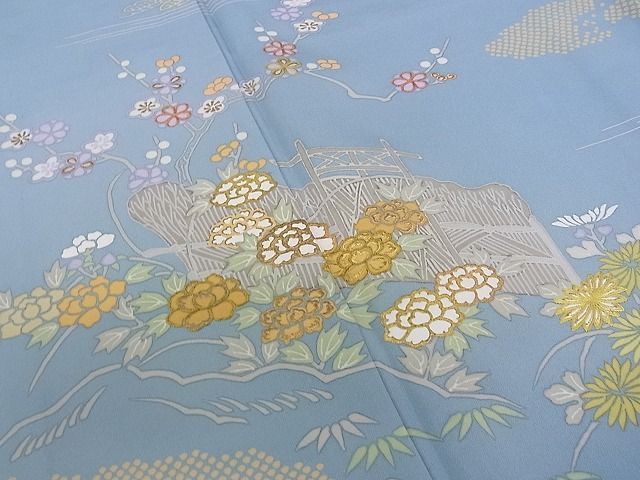 平和屋本店■極上　創業460年・千總　訪問着　刺繍　草花文　金彩　逸品　CZAA0251s4
