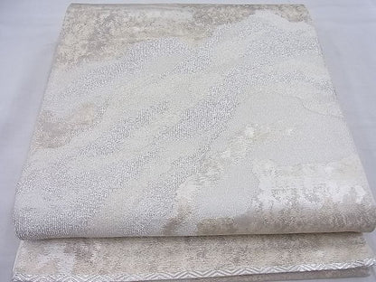 平和屋着物◎六通柄袋帯 綿彩つづれ 霞文 銀糸 逸品 BAAE4351ea