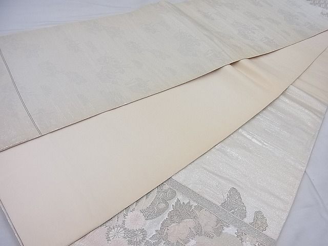 平和屋着物◎太鼓柄袋帯 唐織 花鳥文 銀糸 逸品 BAAE4380ea
