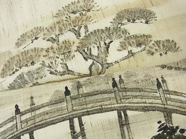 名古屋帯　紬　手描き　鉄線　作家もの 名古屋帯 紬 手描き 桔梗 作家もの