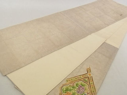 平和屋着物■太鼓柄袋帯 作家物 手描き 花鳥菱文 金彩 正絹 逸品 AAAG1347Aaz