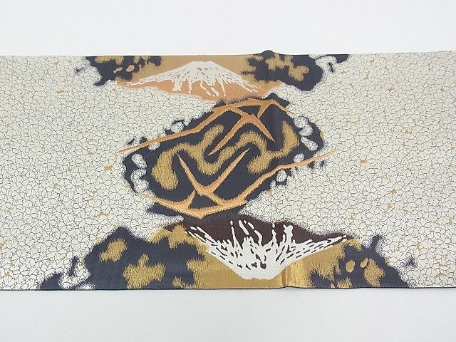 平和屋本店■極上　山口静樹　山口美術織物　六通太鼓柄袋帯　唐織錦　雷神文　金糸　共箱・冊子付　逸品　CZAA0290s4