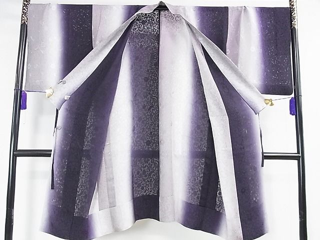 平和屋本店■極上　道中着　スリーシーズン　春夏秋　塵除け　ロング丈　花唐草紋紗　暈し染め　逸品　DZAA0710kh4