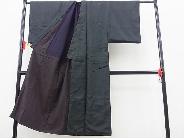 平和屋着物■男性　お召　格子柄　逸品　BAAE8066gt
