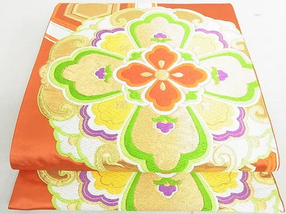 平和屋着物◎六通柄袋帯 唐織 亀甲花文 金糸 逸品 DAAD4996sa