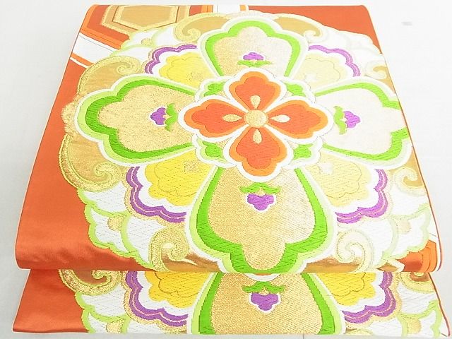 平和屋着物◎六通柄袋帯 唐織 亀甲花文 金糸 逸品 DAAD4996sa