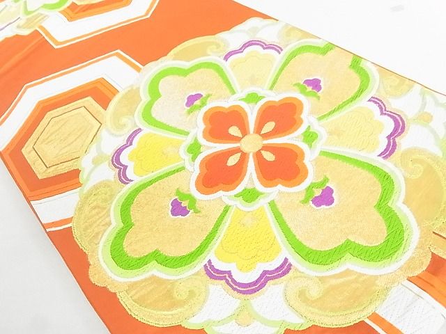 平和屋着物◎六通柄袋帯 唐織 亀甲花文 金糸 逸品 DAAD4996sa