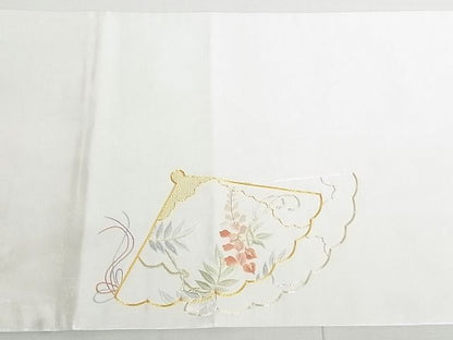 平和屋着物◎太鼓柄袋帯 駒刺繍 総刺繍 檜扇源氏車花文 金銀糸 逸品 DAAE8016sa