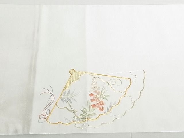 平和屋着物◎太鼓柄袋帯 駒刺繍 総刺繍 檜扇源氏車花文 金銀糸 逸品 DAAE8016sa