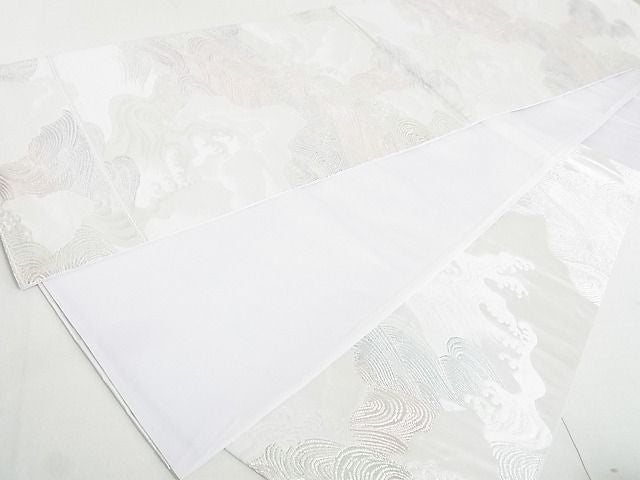 平和屋着物◎六通柄袋帯 立波文 銀糸 逸品 DAAE8023sa