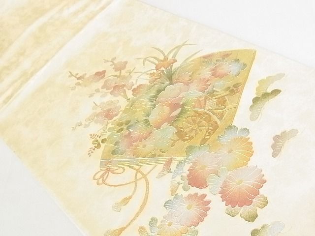 平和屋着物◎太鼓柄袋帯 扇面花車文 金銀彩 逸品 DAAE8032sa