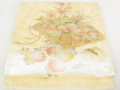 平和屋着物◎太鼓柄袋帯 扇面花車文 金銀彩 逸品 DAAE8032sa