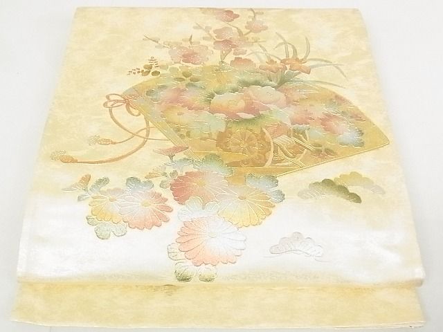 平和屋着物◎太鼓柄袋帯 扇面花車文 金銀彩 逸品 DAAE8032sa