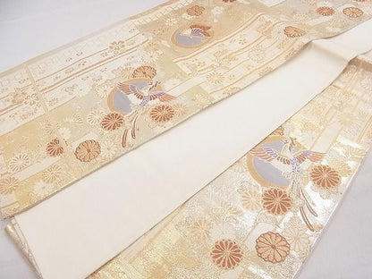 平和屋着物◎六通柄袋帯　唐織　鳳凰花丸文　金銀糸　逸品　CAAD8038ev