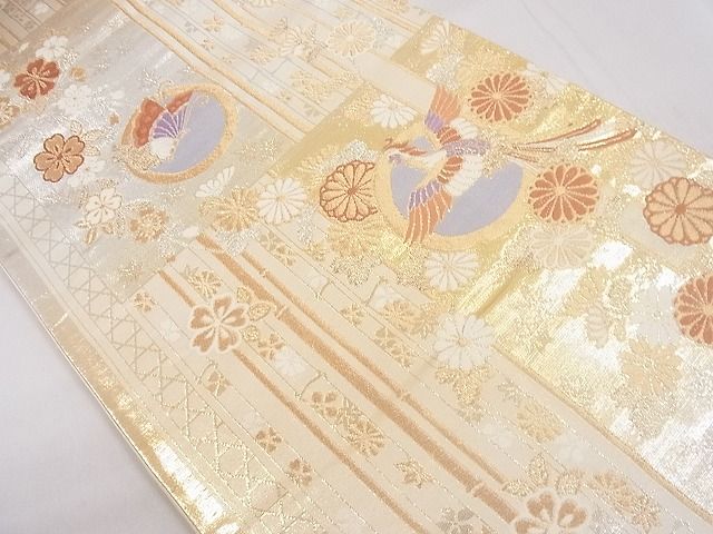 平和屋着物◎六通柄袋帯　唐織　鳳凰花丸文　金銀糸　逸品　CAAD8038ev