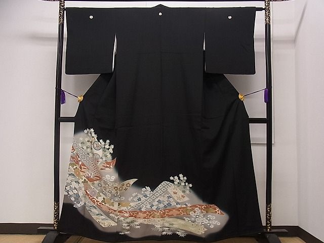 平和屋着物■豪華黒留袖 熨斗鳳凰 松竹梅 暈し染め 逸品 CAAD4176dy