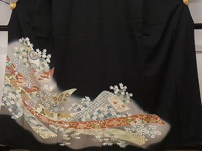 平和屋着物■豪華黒留袖 熨斗鳳凰 松竹梅 暈し染め 逸品 CAAD4176dy