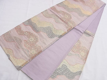 平和屋着物◎六通柄袋帯 唐織 道長草花文 金糸 逸品 BAAE9293hz