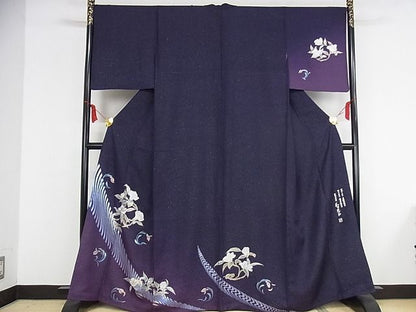 平和屋本店●極上　金彩友禅　卓越技能者・名工・和田光正　訪問着　舞花文　暈し染め　金通し地　正絹　逸品　KAAA1078kk4