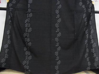 平和屋本店▽極上　結城紬　奥順　はたおり娘　結城ちぢみ　単衣　鱗間道　証紙付き　正絹　逸品　未使用　KAAA1112kk4