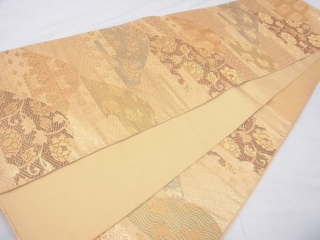平和屋着物◎六通柄袋帯 有職名物裂 金糸 逸品 BAAE8618cm