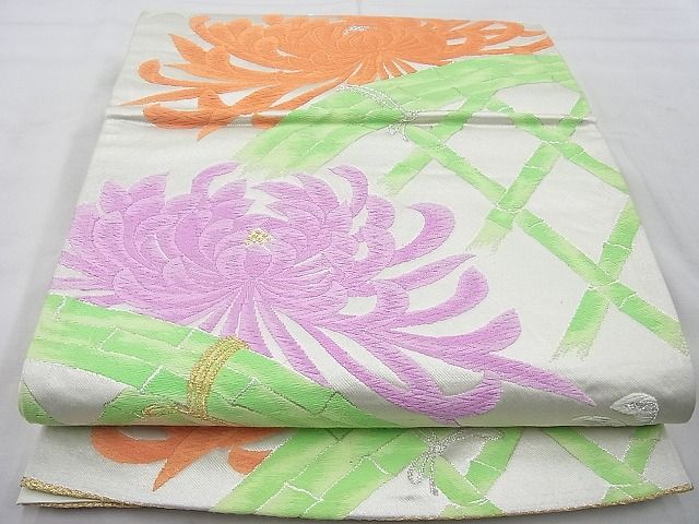 平和屋着物◎六通柄袋帯 唐織 乱菊 金銀糸 逸品 BAAE8633cm