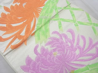 平和屋着物◎六通柄袋帯 唐織 乱菊 金銀糸 逸品 BAAE8633cm