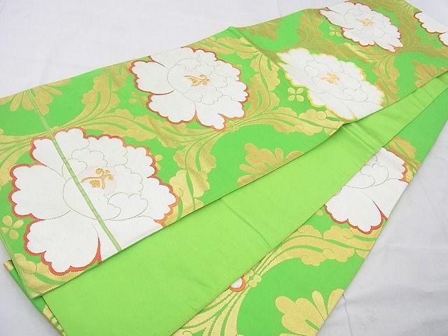 平和屋着物◎六通柄袋帯 立涌花文 金糸 逸品 BAAE8644cm