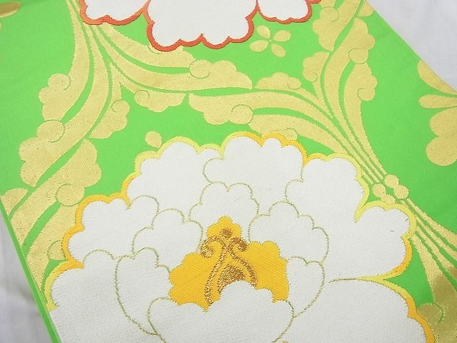 平和屋着物◎六通柄袋帯 立涌花文 金糸 逸品 BAAE8644cm