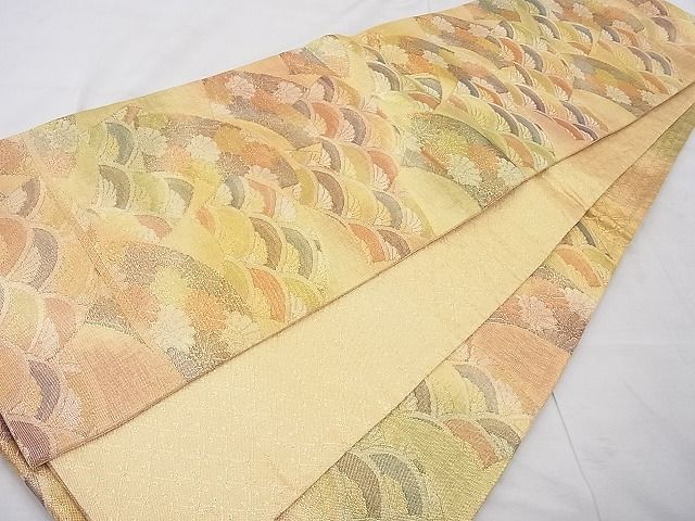 平和屋着物◎七彩佐賀錦 六通柄袋帯 地紙重ね花文 金銀糸 逸品 BAAE8654cm