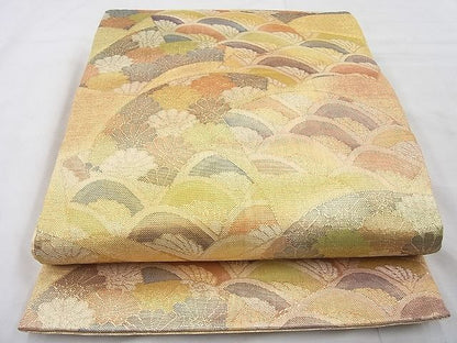平和屋着物◎七彩佐賀錦 六通柄袋帯 地紙重ね花文 金銀糸 逸品 BAAE8654cm