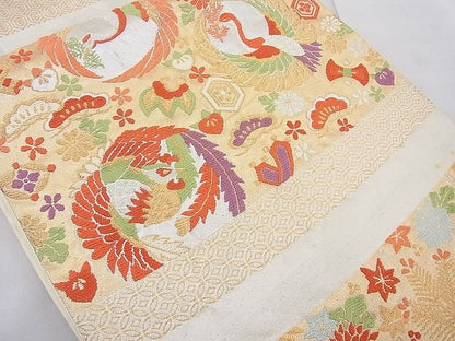 平和屋着物◎六通柄袋帯 唐織 宝尽くし 鶴 鳳凰 金銀糸 逸品 BAAE8656cm