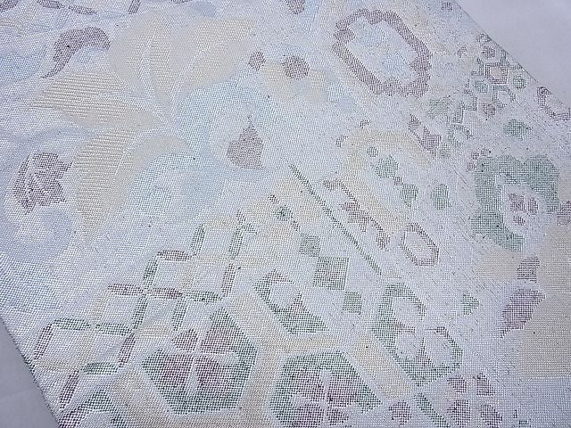 平和屋着物◎佐賀錦 六通柄袋帯 切嵌花文 金銀糸 逸品 BAAF5410cm