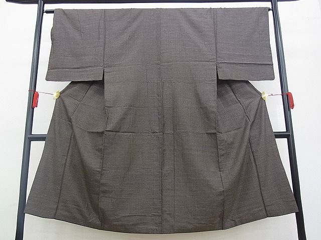 平和屋着物■男性　紬　格子　逸品　BAAE9833pm