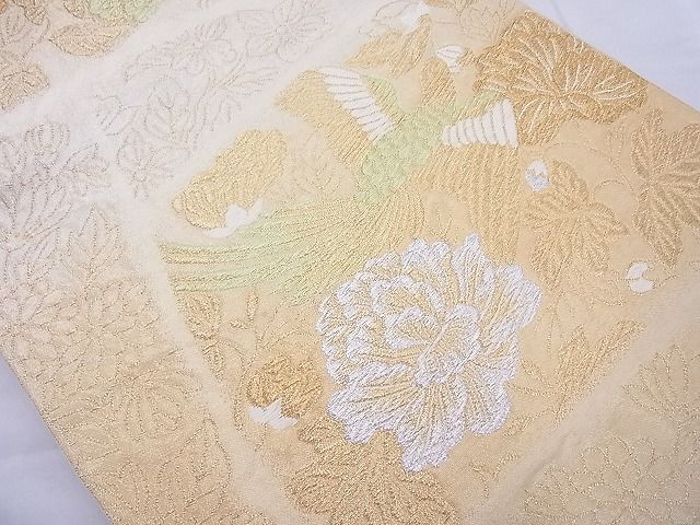 平和屋着物◎六通柄袋帯 花鳥文 金銀糸 逸品 BAAF5429cm