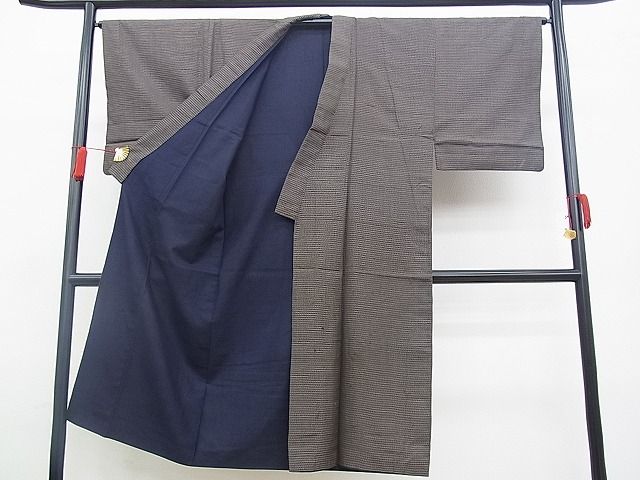 平和屋着物■男性　紬　格子　逸品　BAAE9833pm