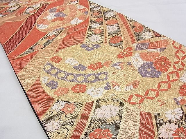 平和屋着物◎本佐賀錦 六通柄袋帯 唐織 蒔絵華麗文 金糸 逸品 BAAE7605du