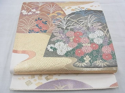 平和屋着物◎六通柄袋帯 草花文 金銀糸 逸品 BAAE7619du