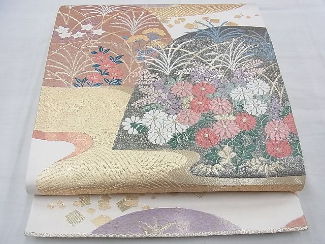 平和屋着物◎六通柄袋帯 草花文 金銀糸 逸品 BAAE7619du