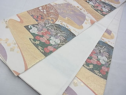 平和屋着物◎六通柄袋帯 草花文 金銀糸 逸品 BAAE7619du