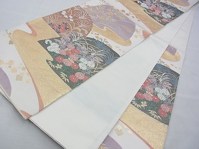 平和屋着物◎六通柄袋帯 草花文 金銀糸 逸品 BAAE7619du