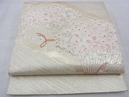 平和屋着物◎六通柄袋帯 唐織 草花文 金銀糸 逸品 BAAE7623du