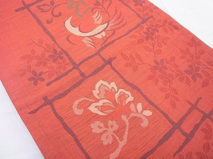 平和屋着物◎六通柄袋帯 明日香 花鳥文 逸品 BAAF5456cm