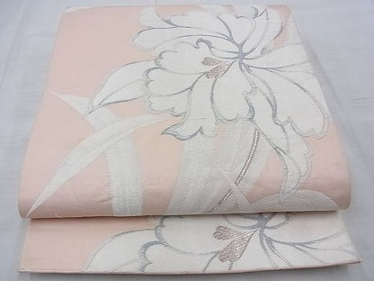 平和屋着物◎六通柄袋帯 唐織 草花文 銀糸 逸品 BAAE7636du