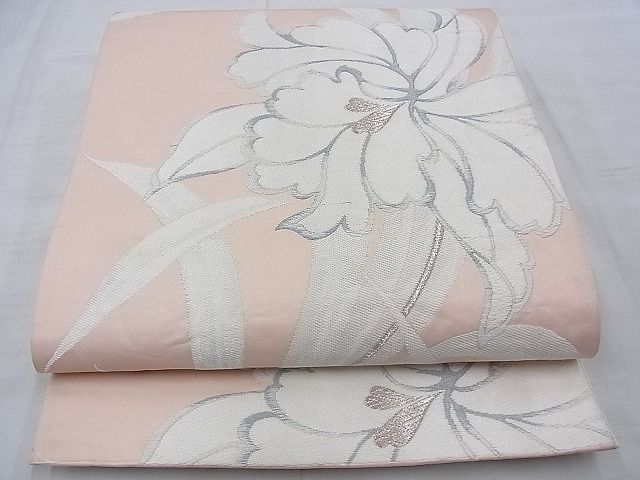平和屋着物◎六通柄袋帯 唐織 草花文 銀糸 逸品 BAAE7636du