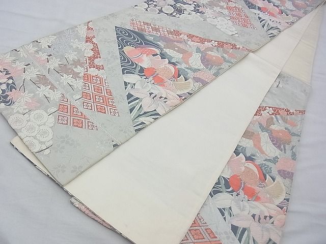平和屋着物◎六通柄袋帯 唐織 慶長鴛鴦文 九百錦 プラチナ箔 逸品 BAAE7663du