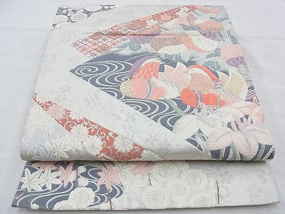 平和屋着物◎六通柄袋帯 唐織 慶長鴛鴦文 九百錦 プラチナ箔 逸品 BAAE7663du