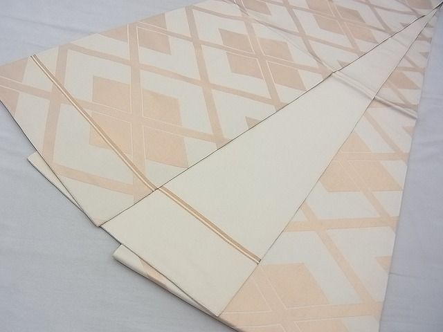 平和屋着物◎全通柄 本袋帯 ひし形文様 金糸 逸品 BAAE7674du