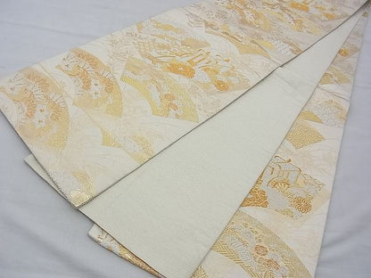 平和屋着物◎六通柄袋帯 美保姿 地紙重ね花文 金銀糸 逸品 BAAE7683du