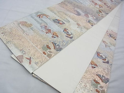 平和屋着物◎六通柄袋帯 唐織 地紙花鳥文 金糸 逸品 BAAE7703du